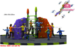 Hình ảnh khu vui chơi vận động thể chất với các trò chơi thể thao mini như bóng rổ, leo núi, và vượt chướng ngại vật.