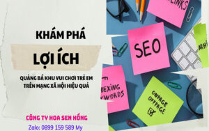 Hình ảnh một bài đăng nổi bật trên mạng xã hội quảng bá khu vui chơi trẻ em với thiết kế bắt mắt và thông tin hấp dẫn